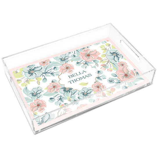 English Floral Vine Lucite Tray